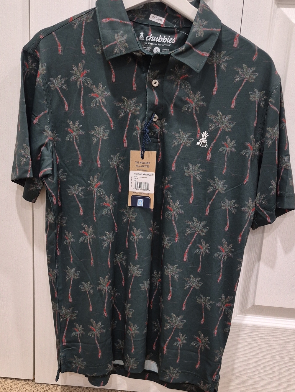 chubbies Forest Green Palm Tree Print Polo